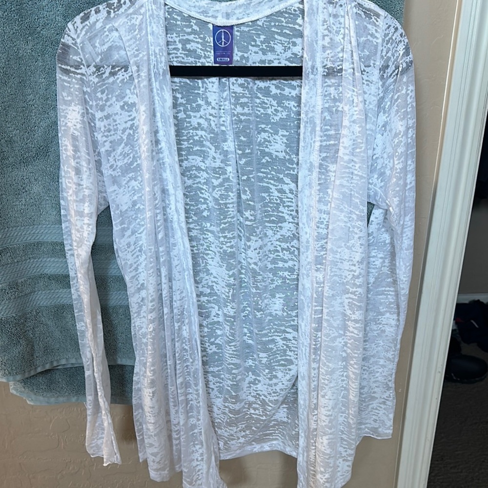 Sheer White Long Sleeve Cardigan /Cover up